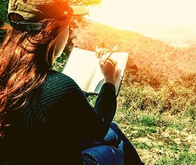 Outdoor writing in nature setting